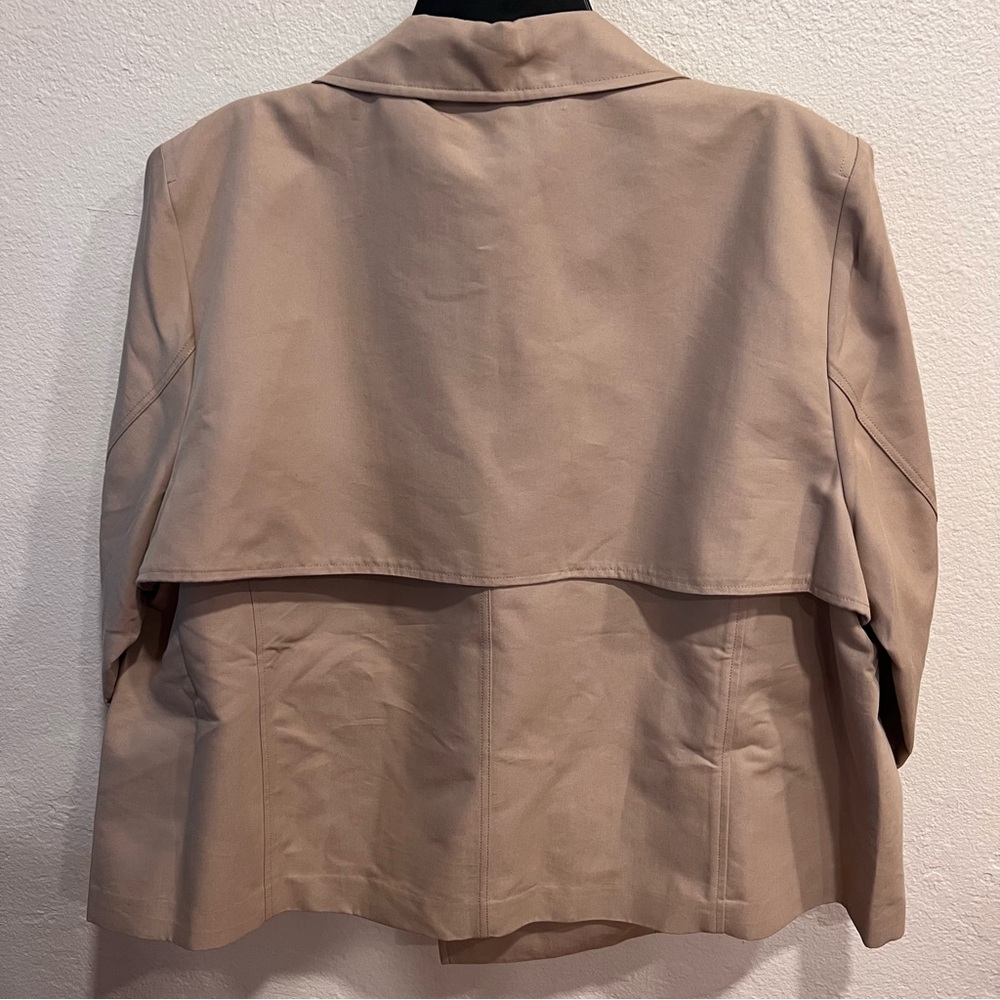 NWT Michael Kors Cropped Double- Breasted Cotton Trench Coat Khaki - Picture 2 of 9